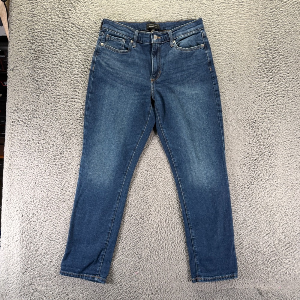Banana Republic Jeans Women 8 Blue Cotton Denim Tapered Girlfriend Faded Stretch